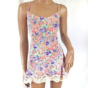 VICTORIAS SECRET Chemise Nightie Slip Mini Floral Vintage Gold Label M